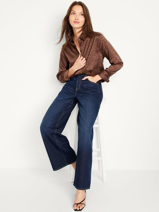 Textured Satin Boyfriend Shirt for Women