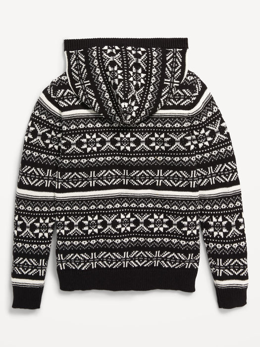 Printed Sweater-Knit Pullover Hoodie for Boys