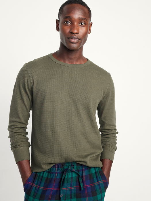 Long-Sleeve Built-In Flex Waffle-Knit T-Shirt