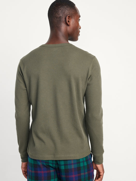 Long-Sleeve Built-In Flex Waffle-Knit T-Shirt