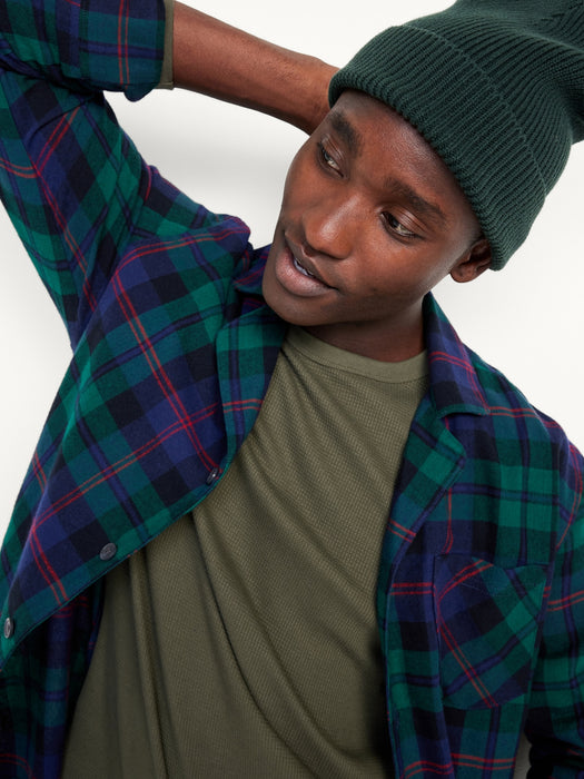 Long-Sleeve Built-In Flex Waffle-Knit T-Shirt