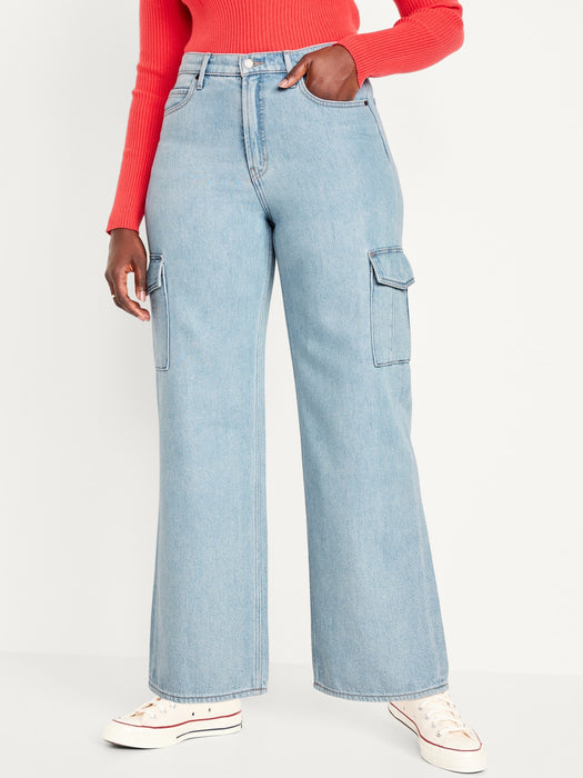 Extra High-Waisted Sky-Hi Wide-Leg Cargo Jeans