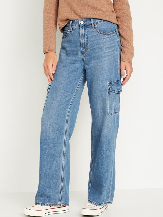 Extra High-Waisted Sky-Hi Wide-Leg Cargo Jeans