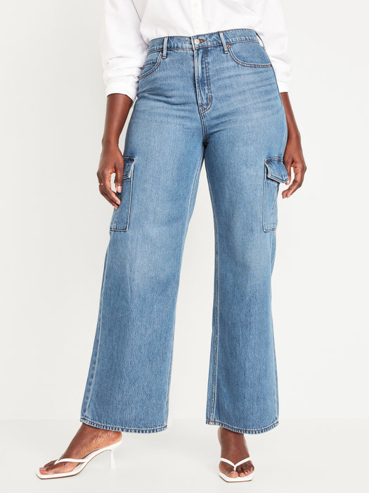 Extra High-Waisted Sky-Hi Wide-Leg Cargo Jeans