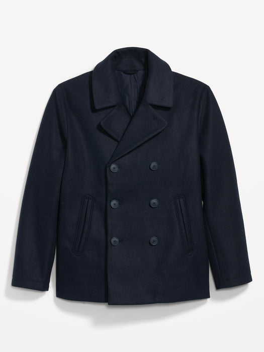 Soft-Brushed Double-Breasted Peacoat