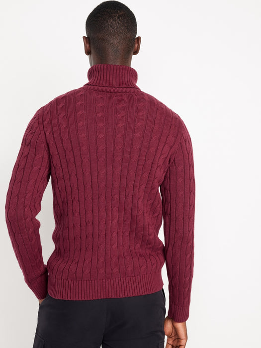 Cable-Knit Turtleneck Sweater