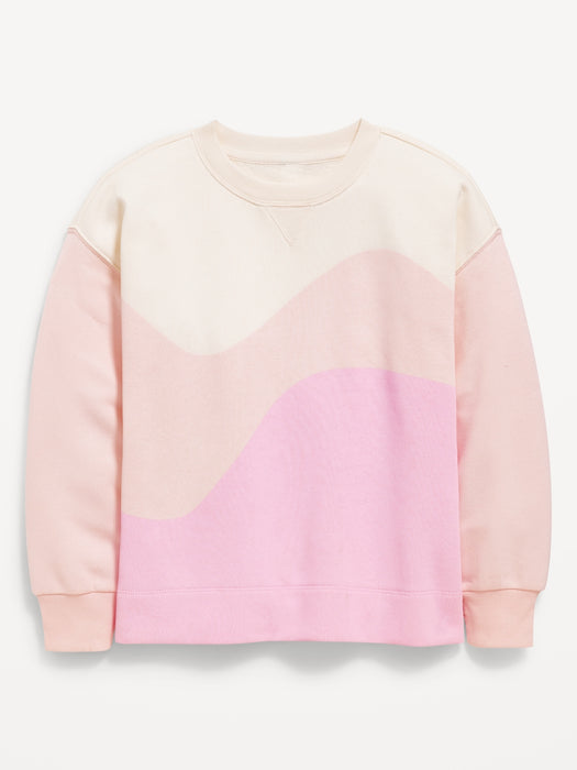 Color-Block Crew-Neck Tunic Sweatshirt for Girls