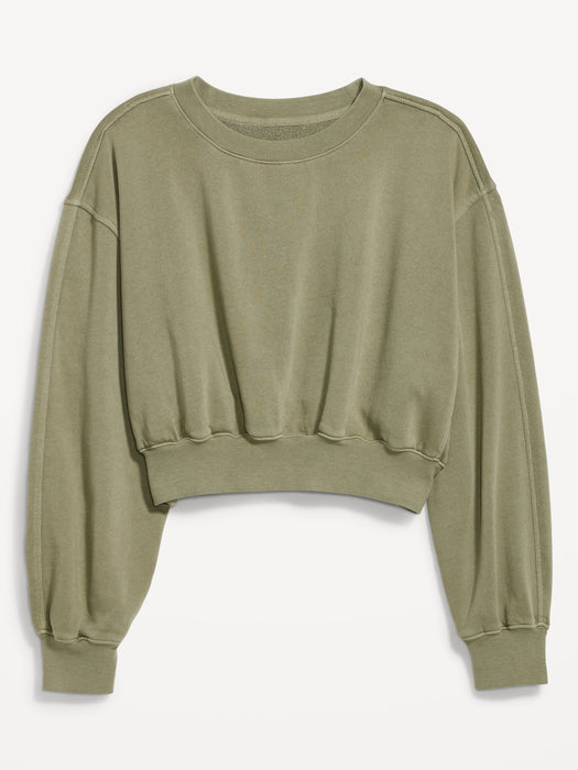 Oversized Crop Fleece Sweatshirt