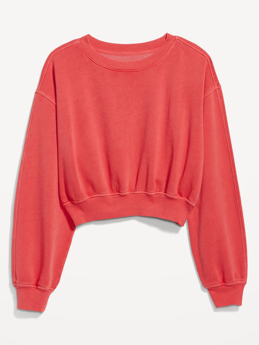 Oversized Crop Fleece Sweatshirt