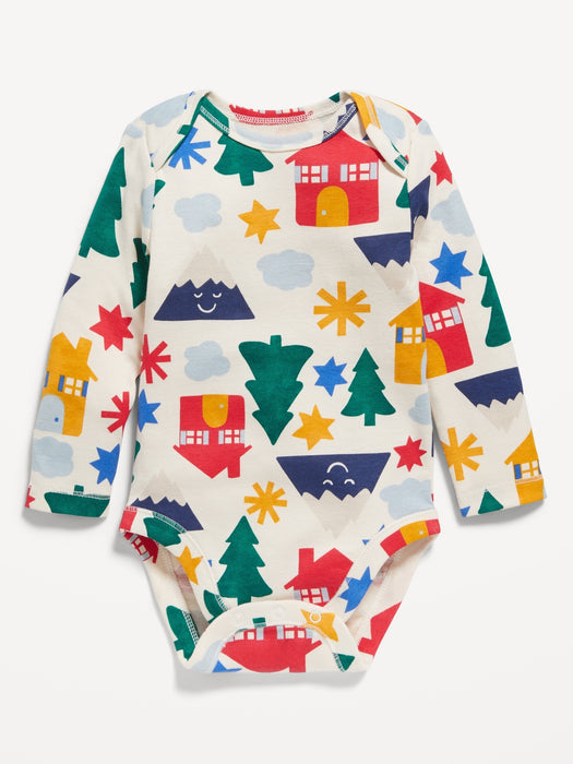 Unisex Long-Sleeve Printed Bodysuit for Baby