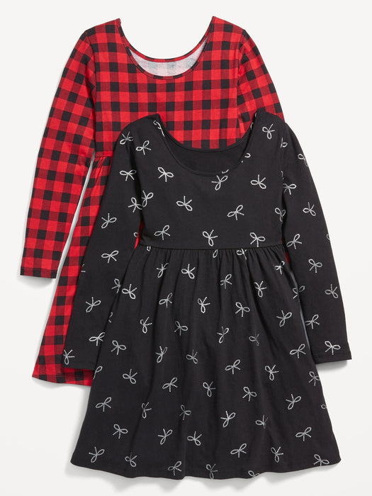 Printed Long-Sleeve Fit & Flare Dress 2-Pack for Girls