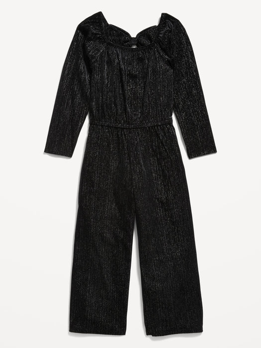 Velvet-Sparkle Long-Sleeve Jumpsuit for Girls