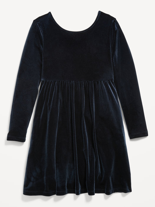 Long-Sleeve Velvet Fit & Flare Dress for Girls