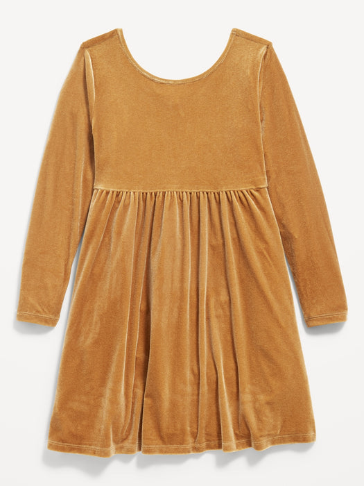 Long-Sleeve Velvet Fit & Flare Dress for Girls