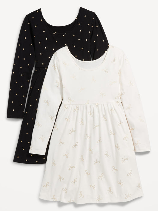 Printed Long-Sleeve Fit & Flare Dress 2-Pack for Girls