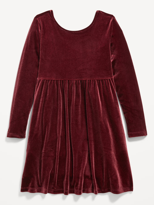 Long-Sleeve Velvet Fit & Flare Dress for Girls