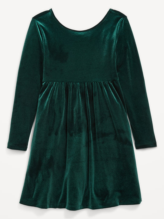Long-Sleeve Velvet Fit & Flare Dress for Girls