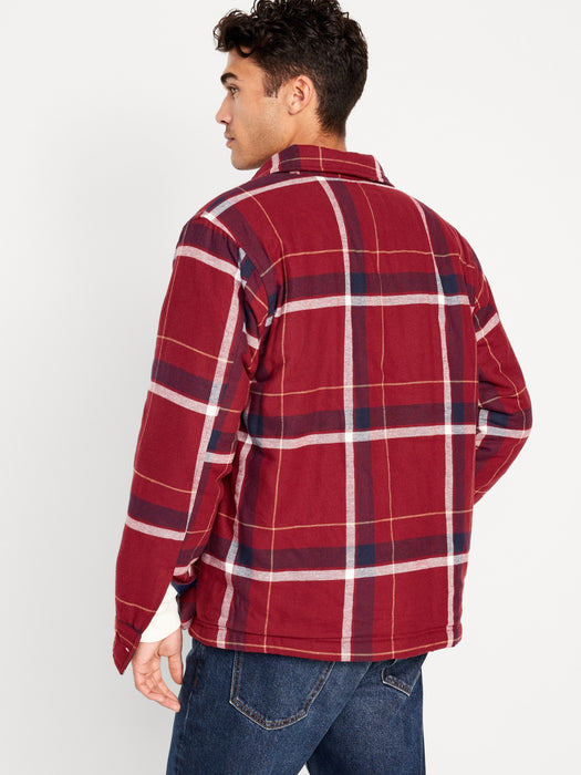 Sherpa-Lined Flannel Shacket