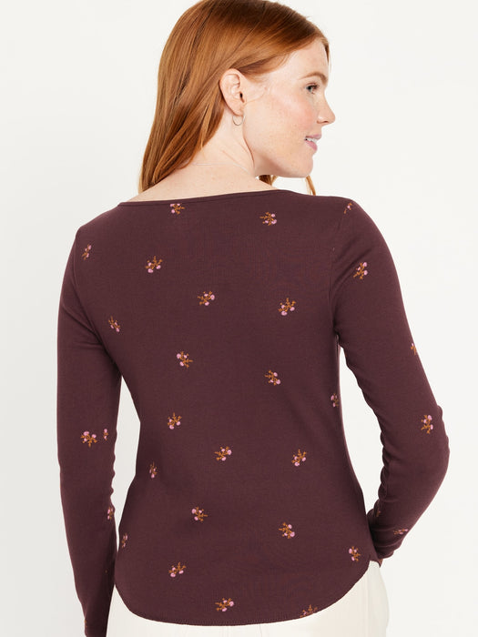 Long-Sleeve Rib-Knit T-Shirt