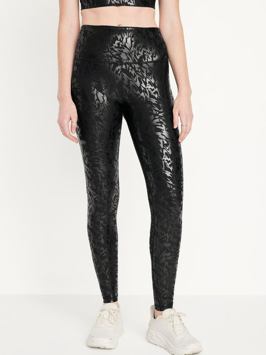 High-Waisted PowerSoft Foil-Print Leggings for Women