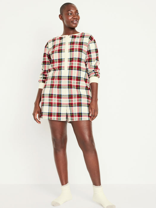 Micro Fleece Henley Pajama Romper -- 3.5-inch inseam