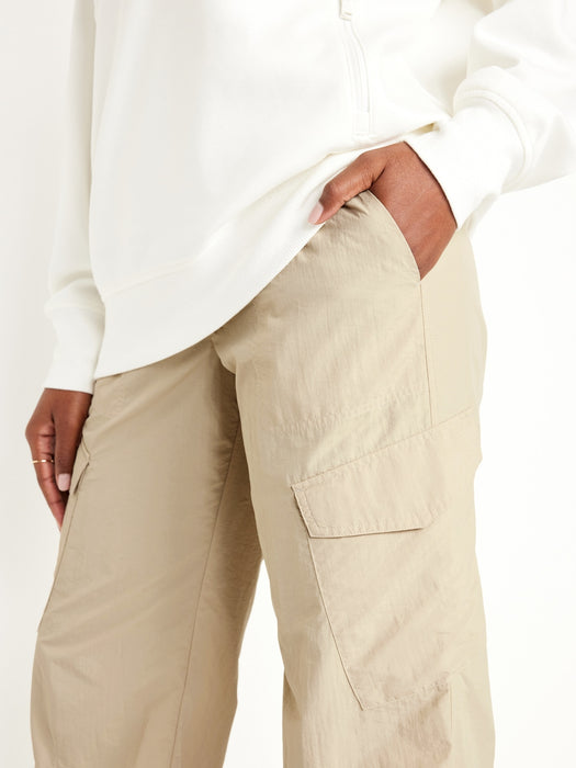 High-Waisted Ankle-Zip Cargo Joggers