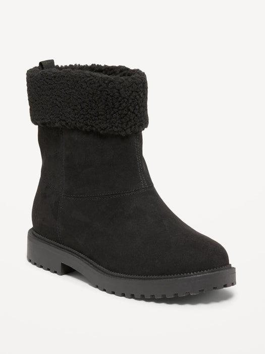 Faux-Suede Sherpa-Cuff Boots for Girls