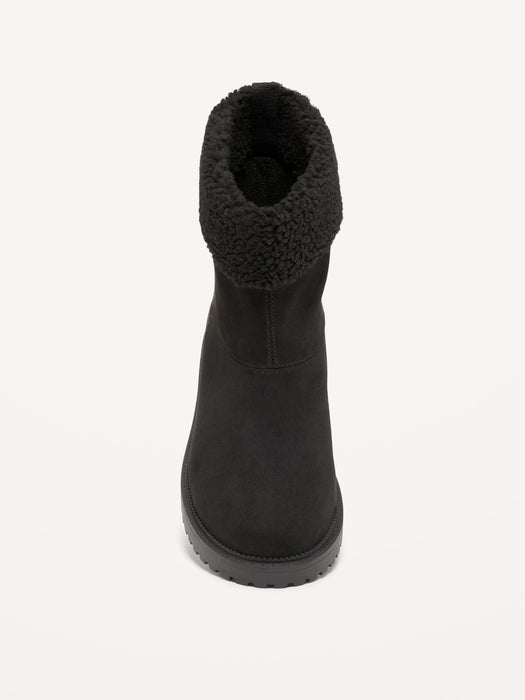 Faux-Suede Sherpa-Cuff Boots for Girls