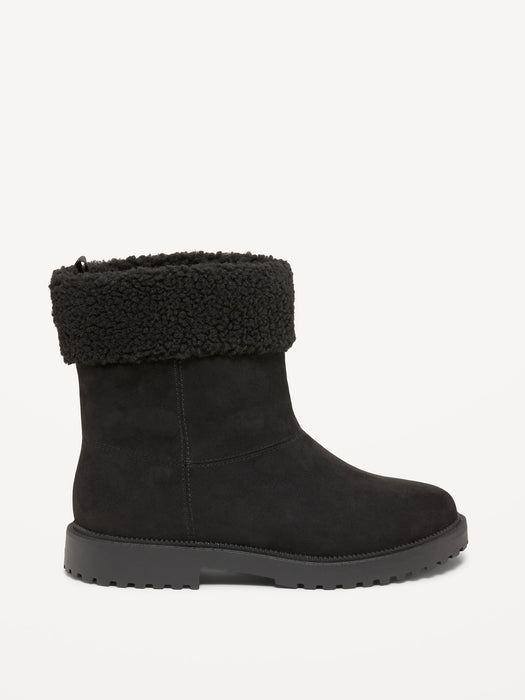 Faux-Suede Sherpa-Cuff Boots for Girls