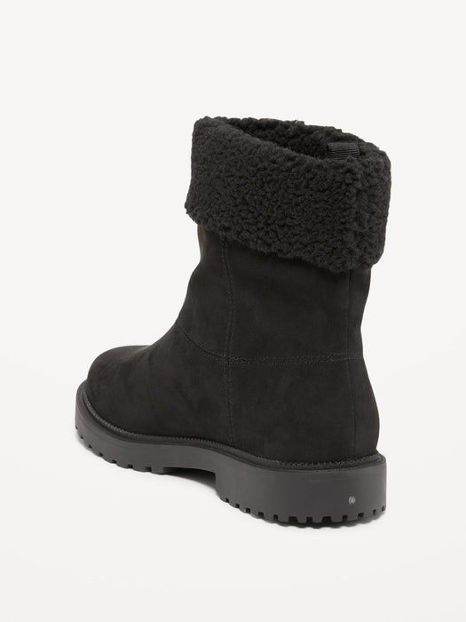 Faux-Suede Sherpa-Cuff Boots for Girls