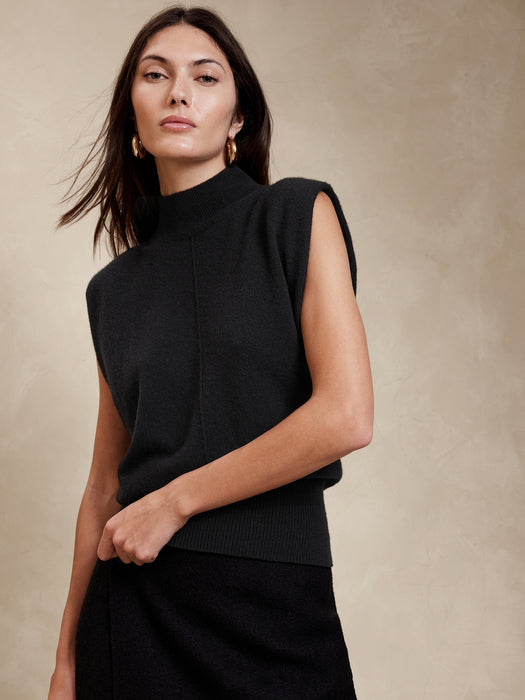Franca Cashmere Padded-Shoulder Top