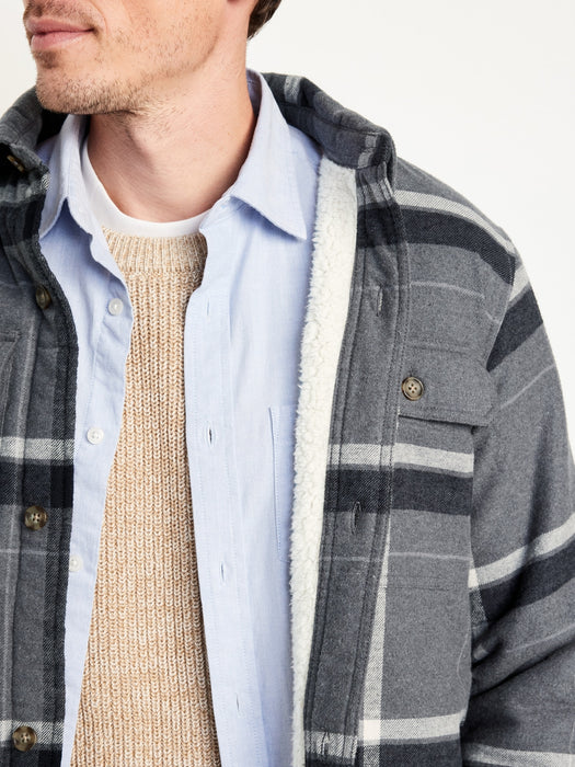 Sherpa-Lined Flannel Shacket