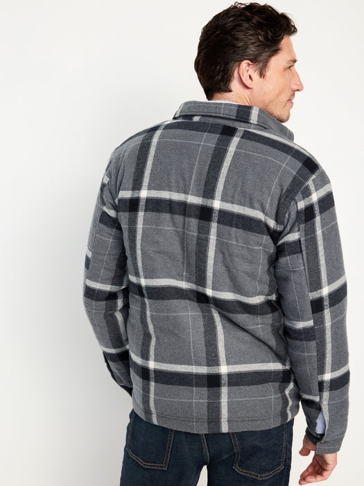 Sherpa-Lined Flannel Shacket