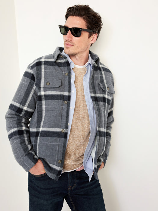Sherpa-Lined Flannel Shacket