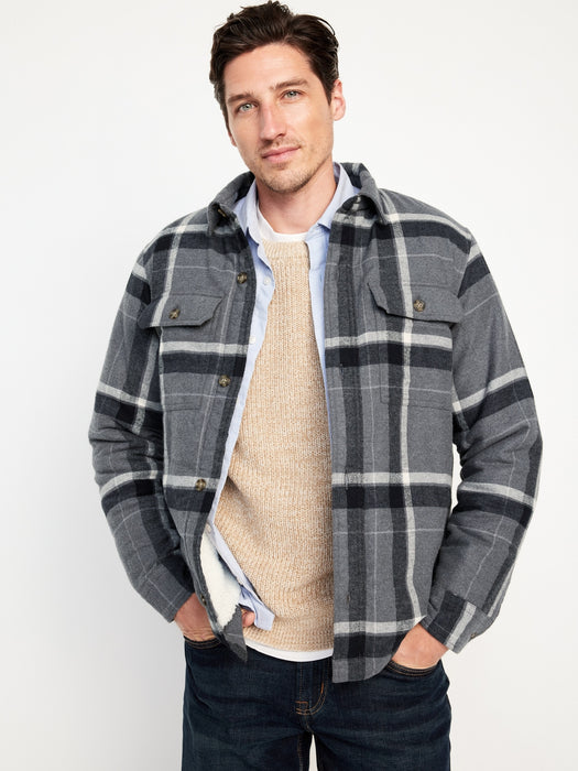 Sherpa-Lined Flannel Shacket