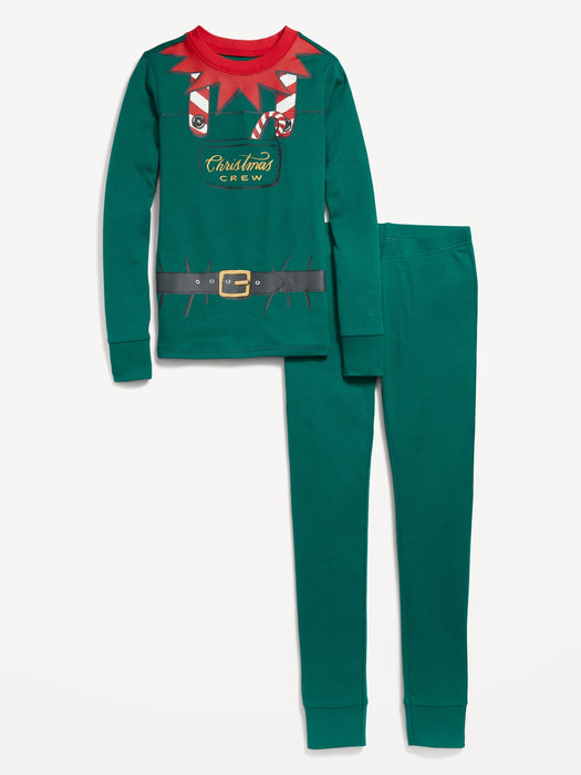 Gender-Neutral Snug-Fit Holiday Graphic Pajama Set for Kids