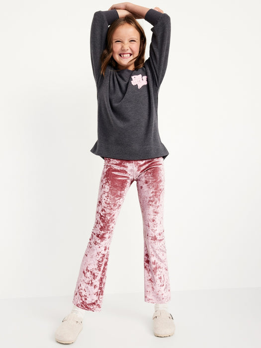 Crushed Velvet Flare Leggings for Girls