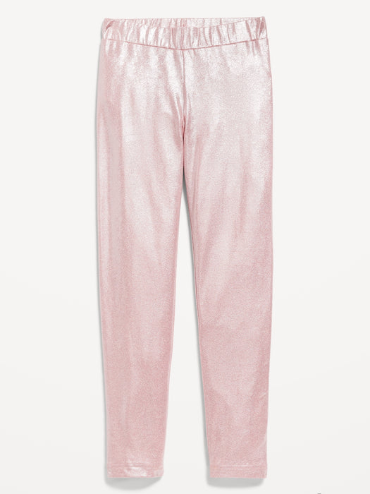 Shiny High-Waisted Leggings for Girls