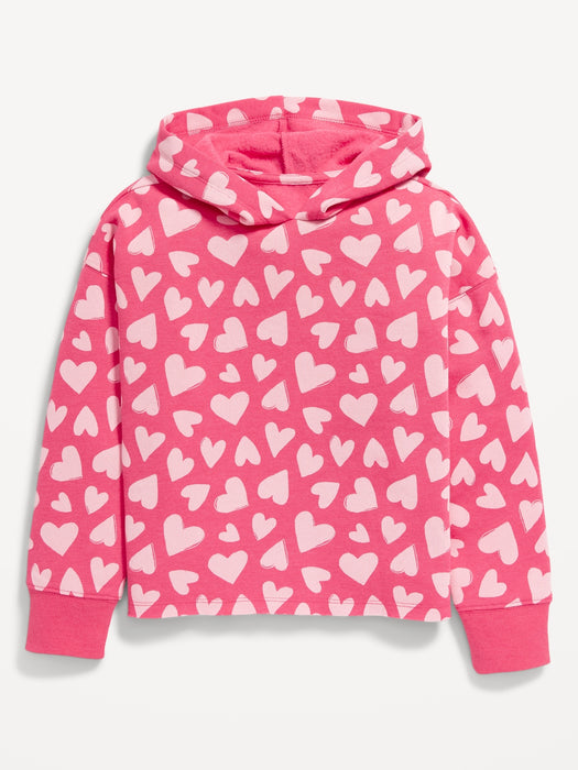 Vintage Printed Slouchy Pullover Hoodie for Girls