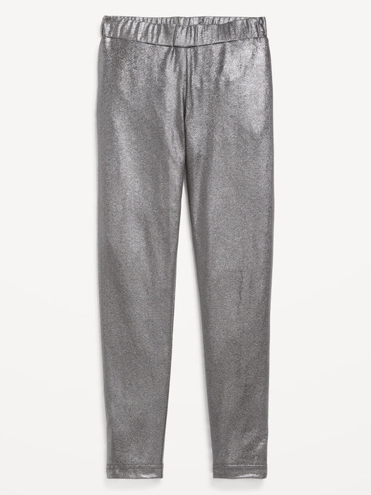 Shiny High-Waisted Leggings for Girls