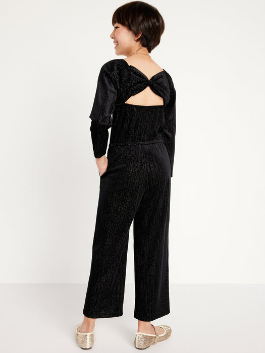 Velvet-Sparkle Long-Sleeve Jumpsuit for Girls
