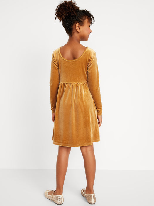Long-Sleeve Velvet Fit & Flare Dress for Girls