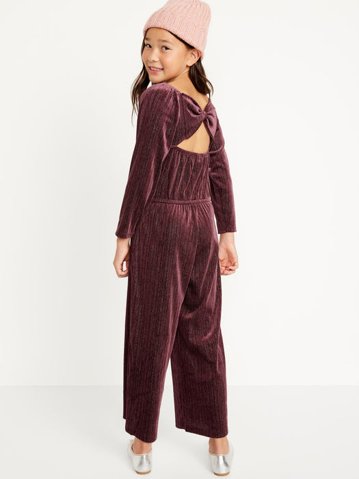 Velvet-Sparkle Long-Sleeve Jumpsuit for Girls