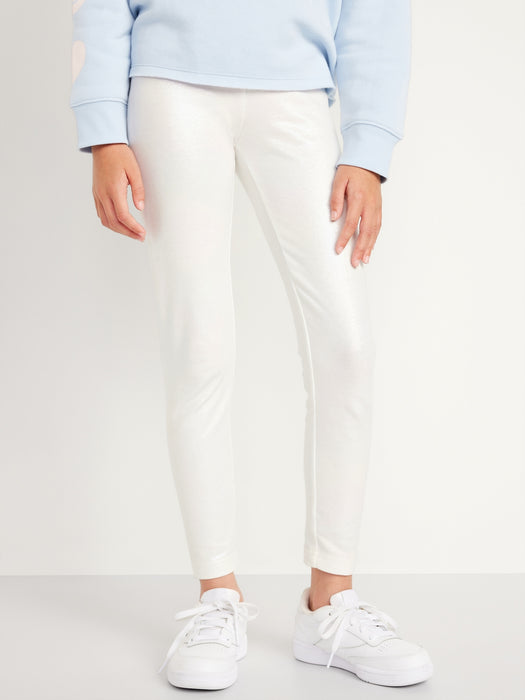 Shiny High-Waisted Leggings for Girls