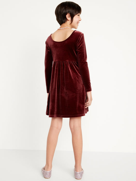 Long-Sleeve Velvet Fit & Flare Dress for Girls