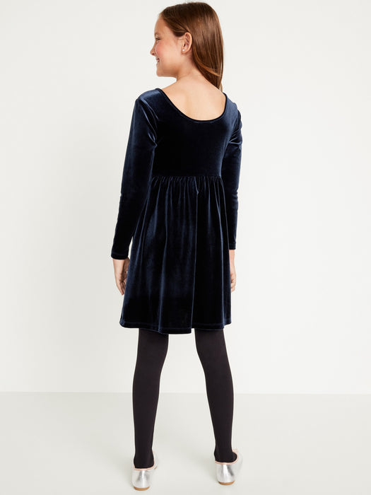 Long-Sleeve Velvet Fit & Flare Dress for Girls