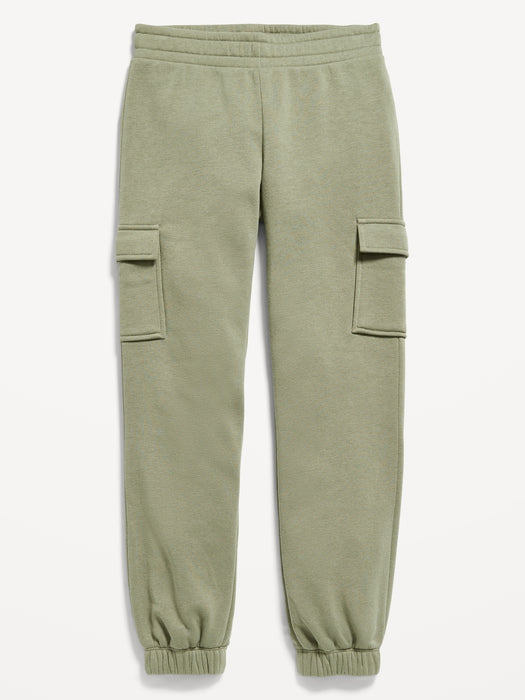 High-Waisted Fleece Cargo Jogger Pants for Girls