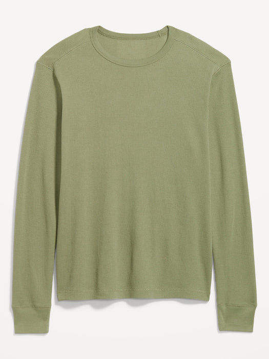 Long-Sleeve Built-In Flex Waffle-Knit T-Shirt