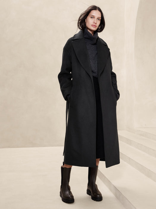 Oversized Wool-Cashmere Wrap Coat