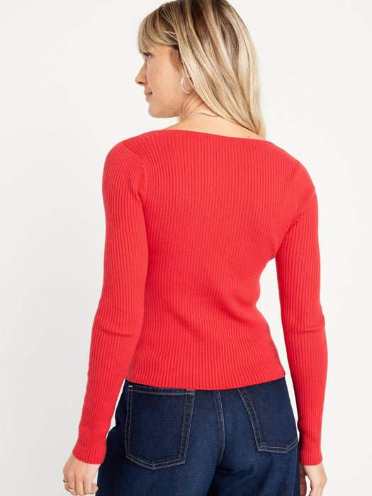 Fitted Rib-Knit Sweater